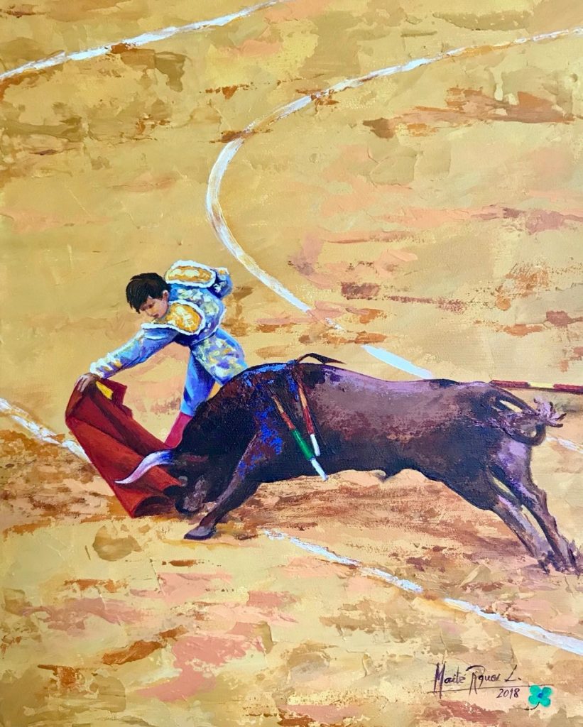El Juli, Oil on Canvas, original art, Maite Rodriguez, oil painting, modern art, contemporary art, toros, bulls, España,